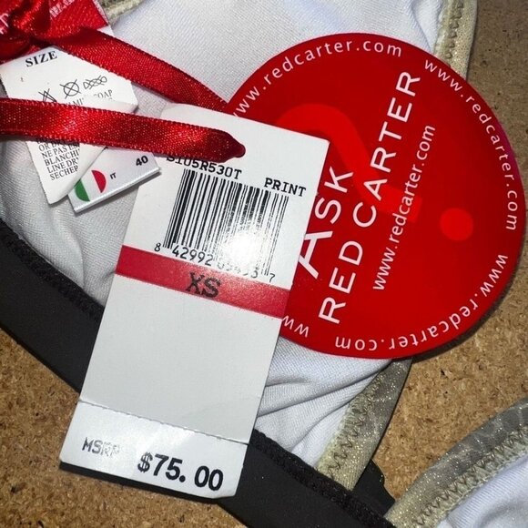 Red Carter Crocodile Print Bikini Top With Halter Tie & Gold Accents NWT Size XS - Picture 4 of 8